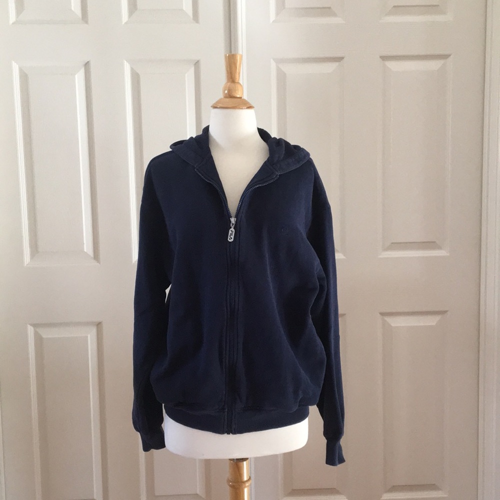 oversized fila zip up hoodie